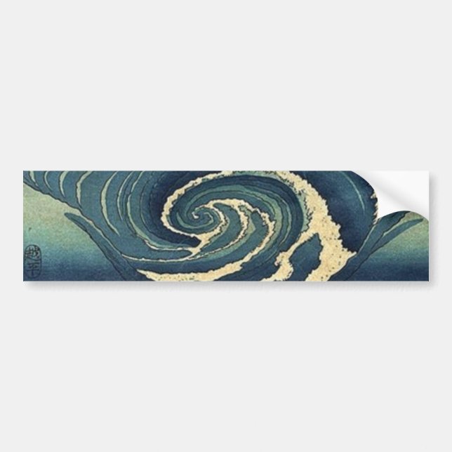 ocean landscape japanese Ukiyo-e great wave Bumper Sticker (Front)