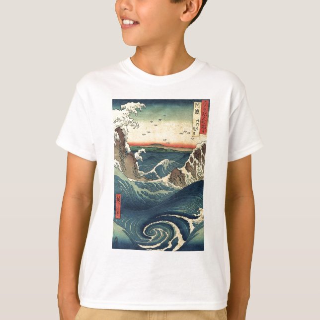 ocean landscape japanese Ukiyo-e great wave T-Shirt (Front)