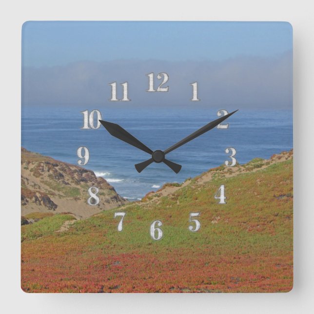 Ocean Landscape Photo Pacific Coast Beach Square Wall Clock (Front)