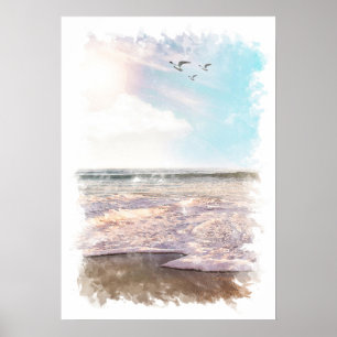 Ocean Landscape - Watercolor Poster