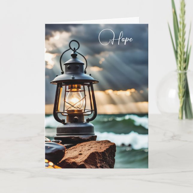 Ocean Lantern In Storm Card (Front)