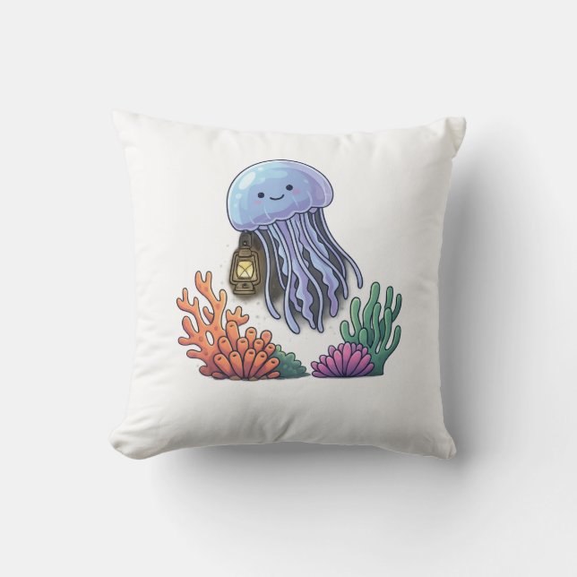 Ocean Lantern Jellyfish Cushion (Front)