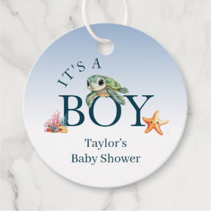 Ocean Life Animals Turtle Baby Shower It's a Boy Favour Tags