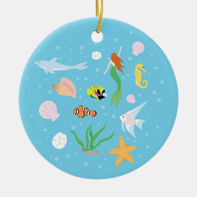 Ocean Life Ceramic Tree Decoration (Front)