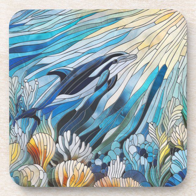 Ocean Life - Digital Art Mosaic Coaster (Front)