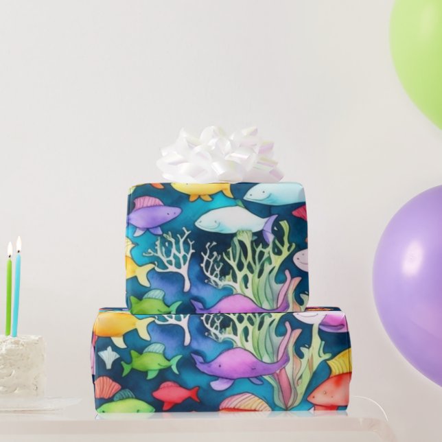 Ocean life fish corals summer vibes Wrapping Paper (Party Gifts)