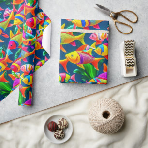 Ocean life fish corals summer vibes Wrapping Paper