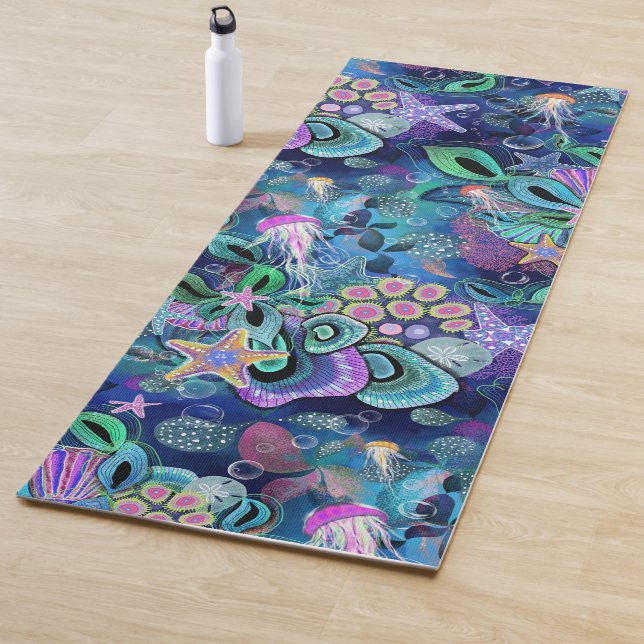 Ocean Life Jelly Fish Starfish Yoga Mat (In Situ)