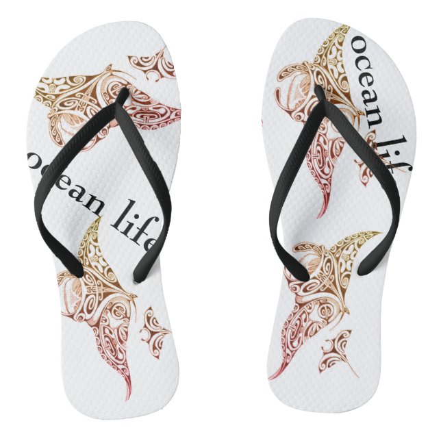 ocean life manta ray flip flops (Footbed)