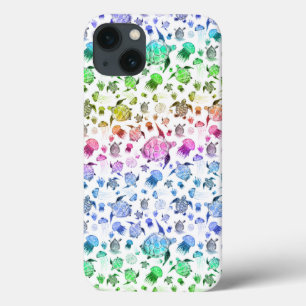 Ocean Life Pattern in Rainbow Gradient iPhone 13 Case