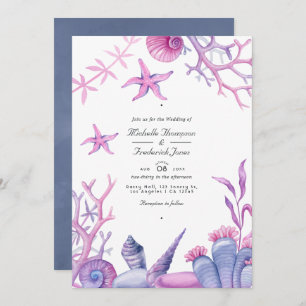Ocean Life QR Code RSVP Nautical Wedding Invitation