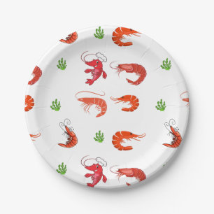 Ocean Life Red Shrimp Paper Plate