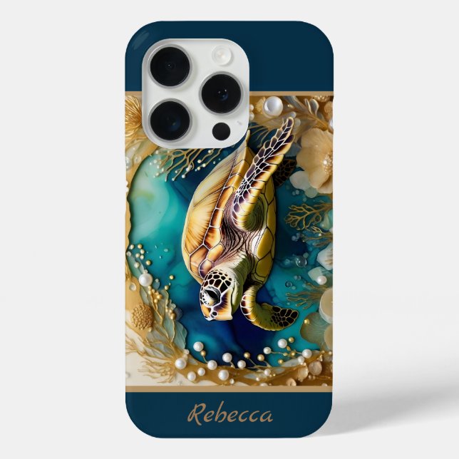 Ocean Life SeaLife Turtle Gold Pearls  Case-Mate iPhone Case (Back)