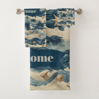 Ocean Life Turtle Beach House Housewarming Welcome Bath Towel Set