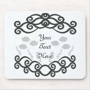 Ocean Life with a Decorative Fish Frame Mouse Mat