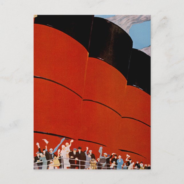 Ocean Liner Bon Voyage Postcard (Front)