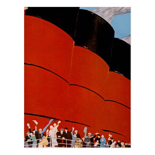 Ocean Liner Bon Voyage Postcard