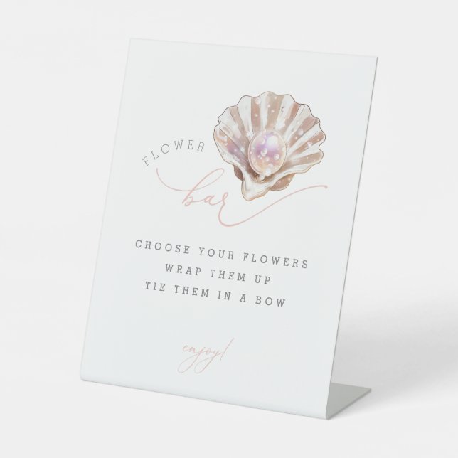 Ocean Little Pearl Sea Baby Shower Flower Bar Sign (Front)