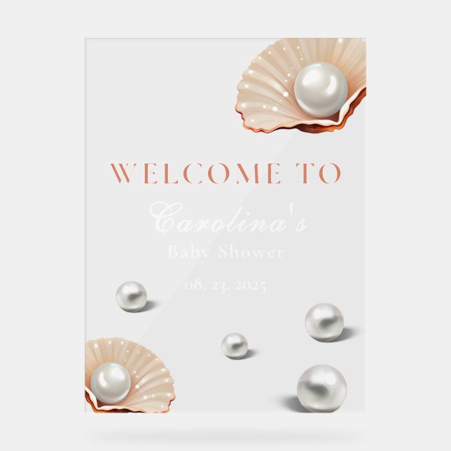 ocean little pearl Under sea baby shower welcome Acrylic Sign (Front)