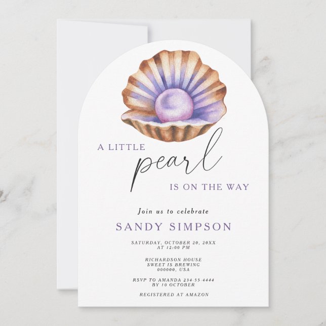 Ocean Little Pearl Under The Sea Baby Shower Invitation (Front)