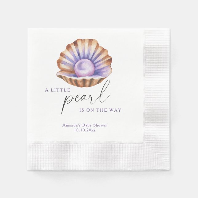 Ocean Little Pearl Under The Sea Baby Shower Napkin (Front)