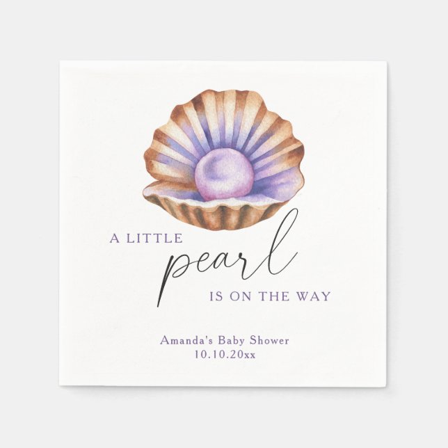 Ocean Little Pearl Under The Sea Baby Shower Napkin (Front)