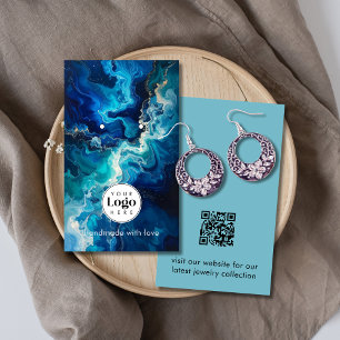 Ocean Logo QR Code Jewellery Earring Display Card