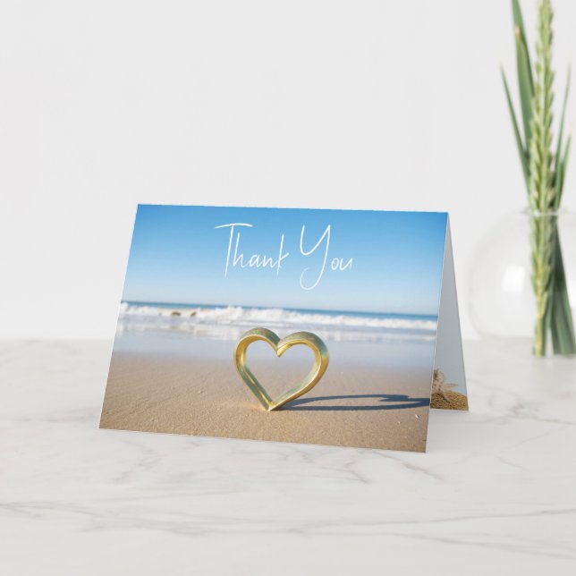 Ocean Love Beach Wedding Thank You Card (Front)