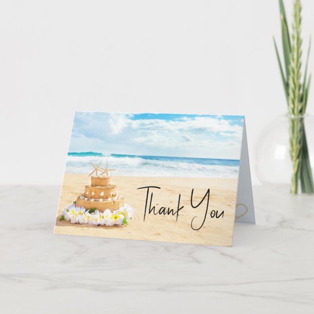 Ocean Love Beach Wedding Waves Thank You Card (Front)
