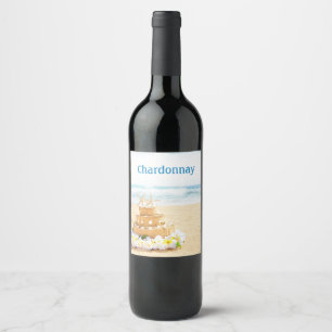Ocean Love Beach Wedding Wine Label