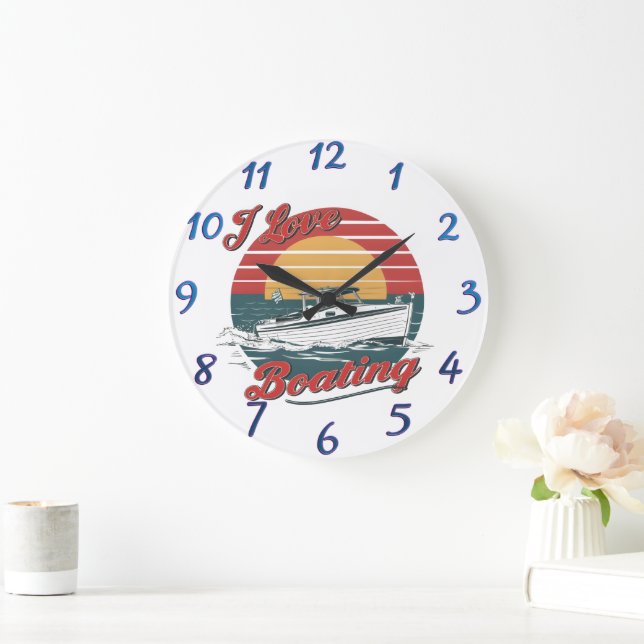 Ocean Love Boating Large Clock (Home)
