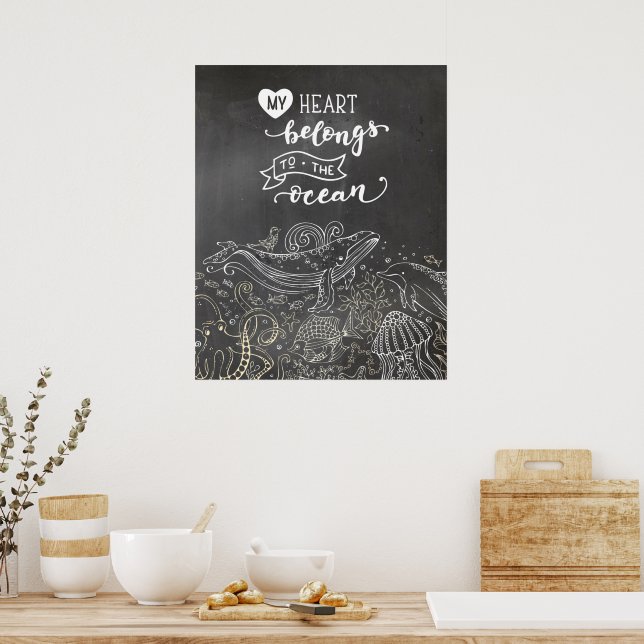 Ocean Love Chalkboard Poster (Kitchen)