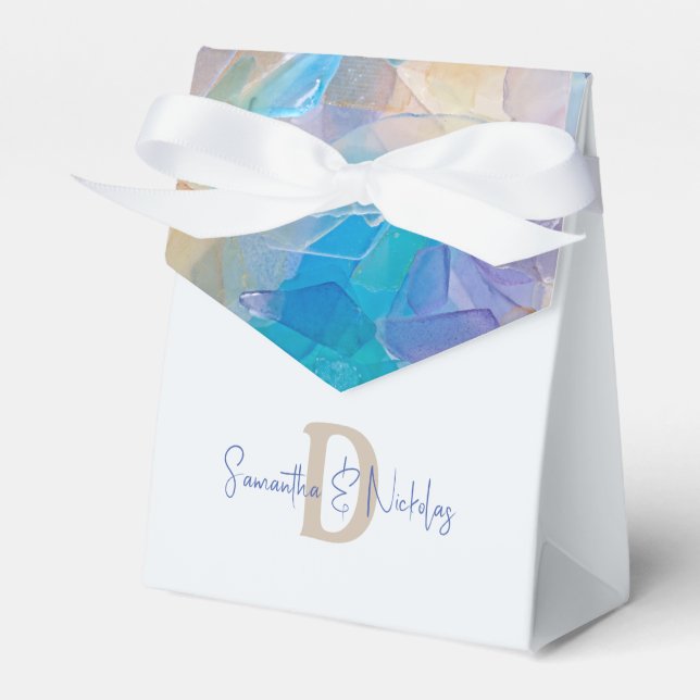 Ocean Love Sea Glass Beach Wedding Favour Box (Front Side)