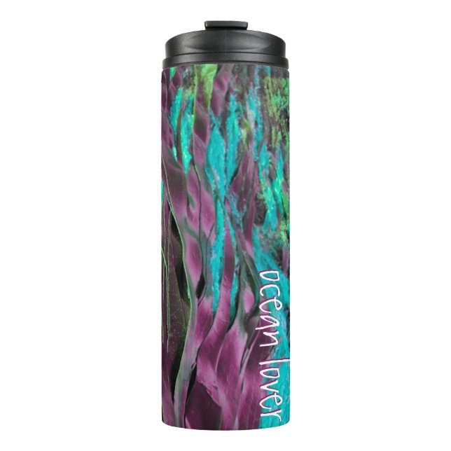 Ocean Lover Seaweed Water Grass Turquoise Text Thermal Tumbler (Front)