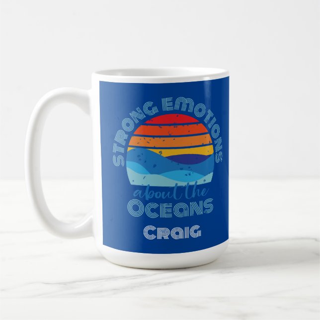 Ocean Lover Vintage Sunset Personalised Coffee Mug (Left)