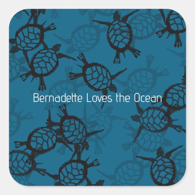 Ocean Lovers Sea Turtle  Square Sticker (Front)