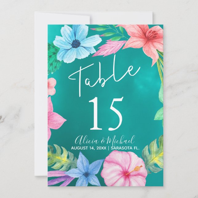 Ocean luau tropical floral wreath wedding (Front)