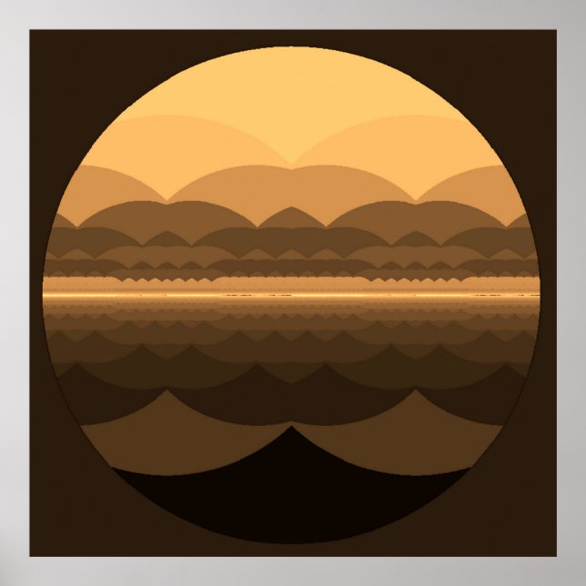 Ocean Mandala. Fractal Landscape print. Poster (Front)