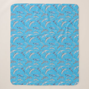 Ocean Marine Animals Dolphins Marlins Sherpa Blanket