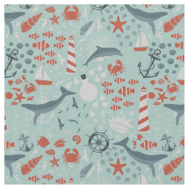ocean marine nautical sea ship lighthouse fabric (Close Up)