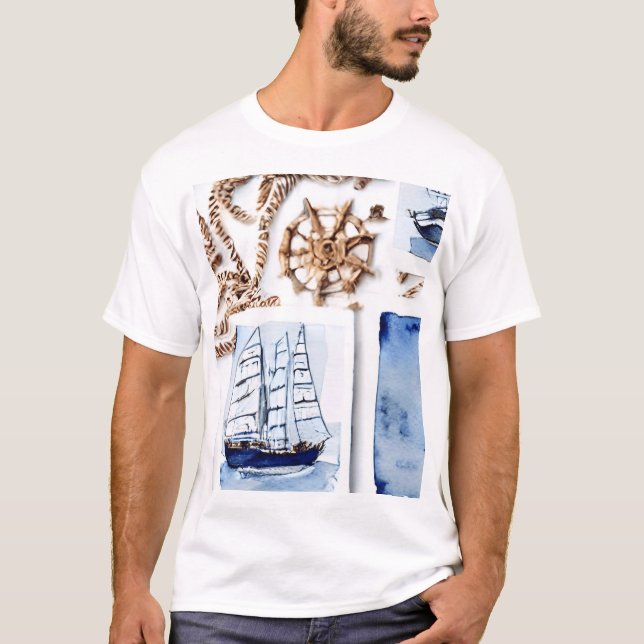 Ocean Marine Theme Pattern T-Shirt (Front)