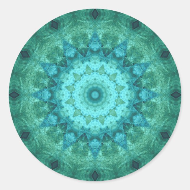 Ocean Medallion Kaleidoscope Classic Round Sticker (Front)