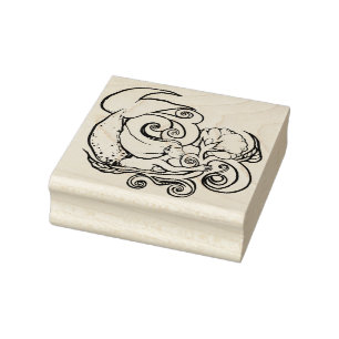 Ocean Mermaid Flower Rubber Stamp