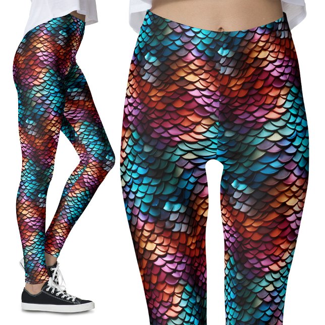 Ocean Mermaid Tail Scales Fish Costume Party Leggings (Creator Uploaded)