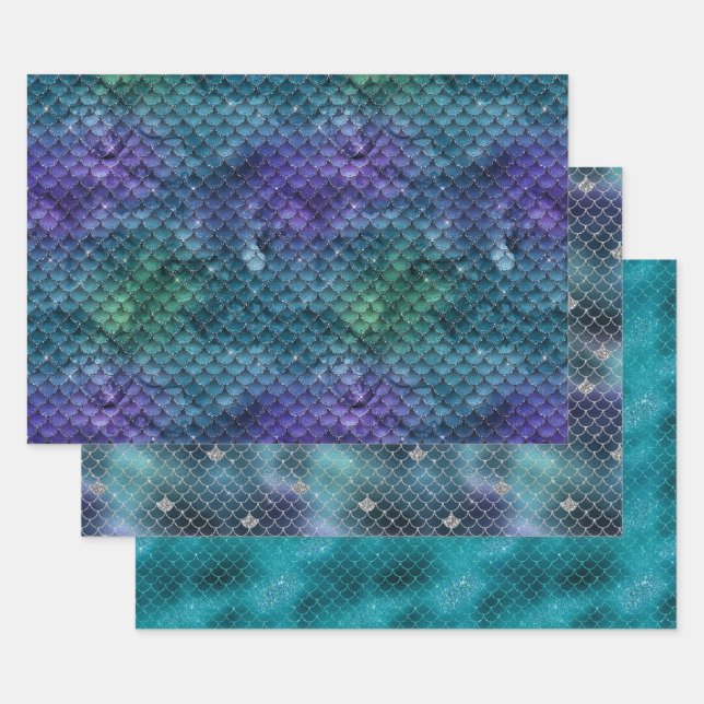 Ocean Mermaid Wrapping Paper Sheet (Set)