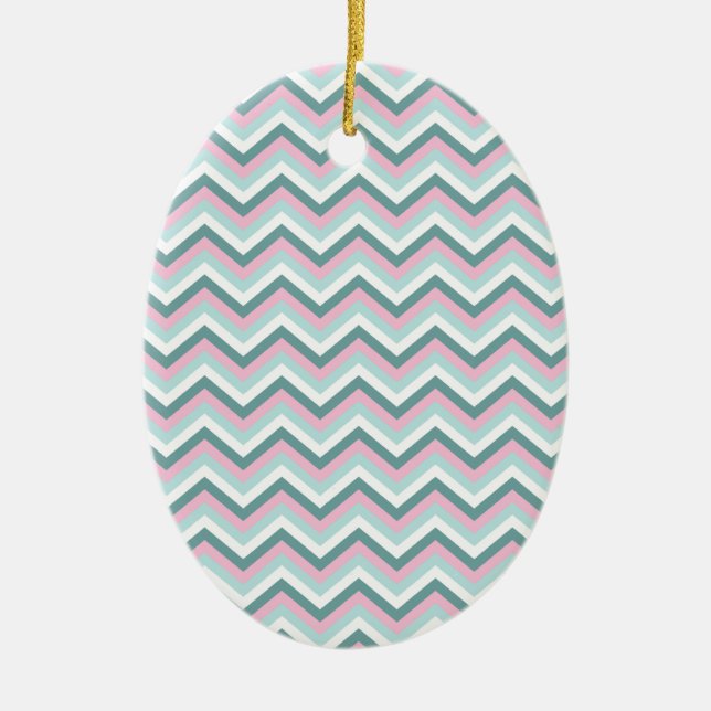 Ocean Mist Chevron Pattern Ceramic Tree Decoration (Front)