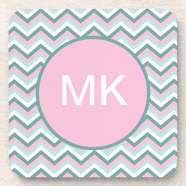 Ocean Mist Chevron Pattern Coaster (Front)