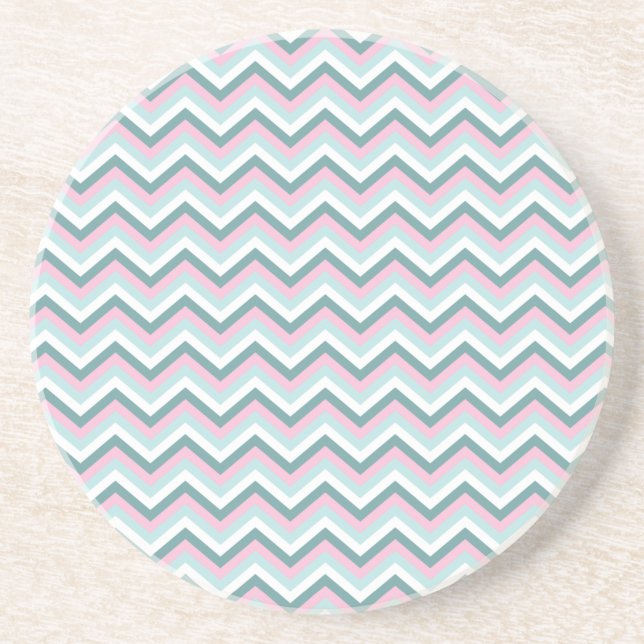 Ocean Mist Chevron Pattern Coaster (Front)