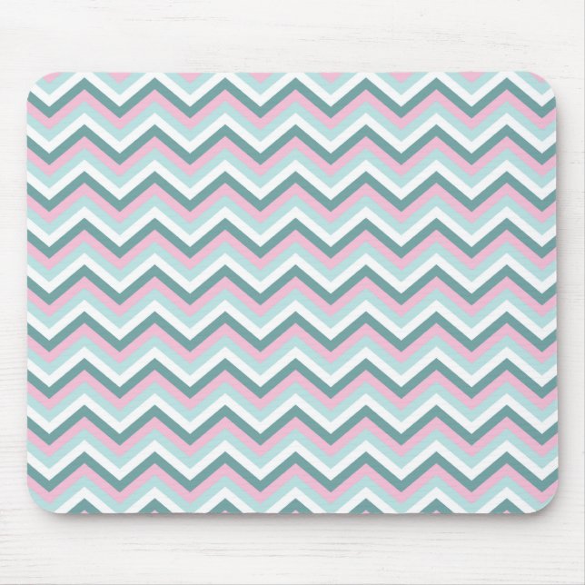 Ocean Mist Chevron Pattern Mouse Mat (Front)