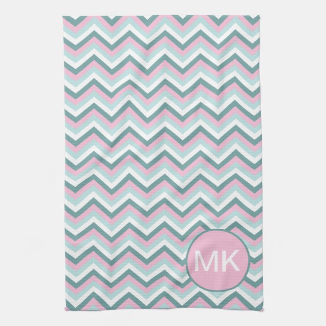 Ocean Mist Chevron Pattern Tea Towel (Vertical)